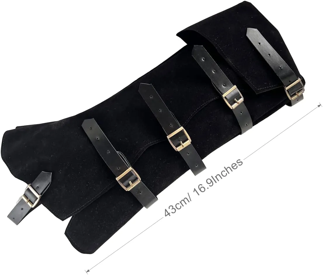 Pirate Leg Covers Medieval and Renaissance Faux Leather Costume Accessories Steampunk Footwear Cover for Boots Halloween Costume Black