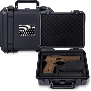 Pistol Case for Handgun, Hard Gun Cases, TSA-Approved Waterproof & Shockproof Travel Pistols Box with Pre-Diced Foam for 9mm Gun and Accessories