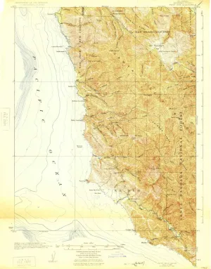 Point Sur CA topo map, 1:62500 Scale, 15 X 15 Minute, Historical, 1925, 21 x 16.5 in