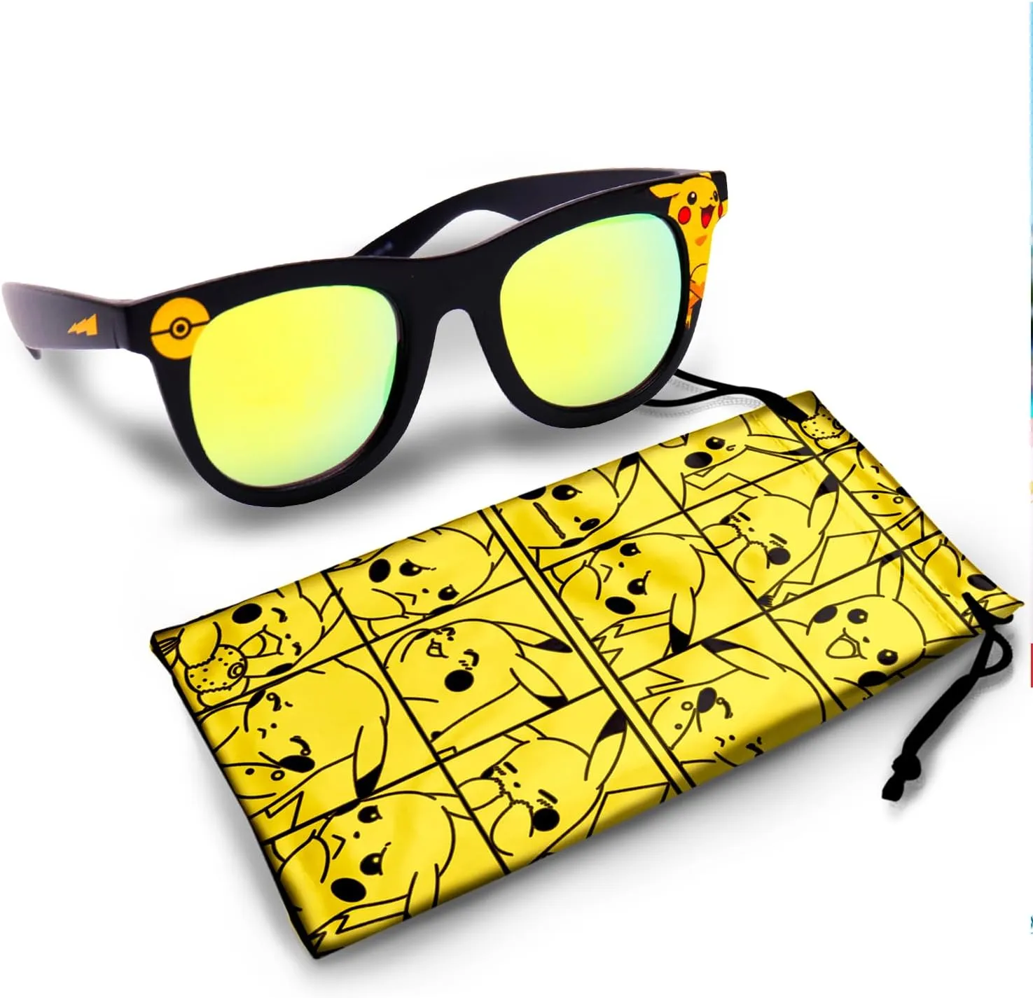 Pokemon Pikachu Sunglasses - Stylish, Comfortable & Durable UV-Protection with Soft Carrying Case - Officially Licensed