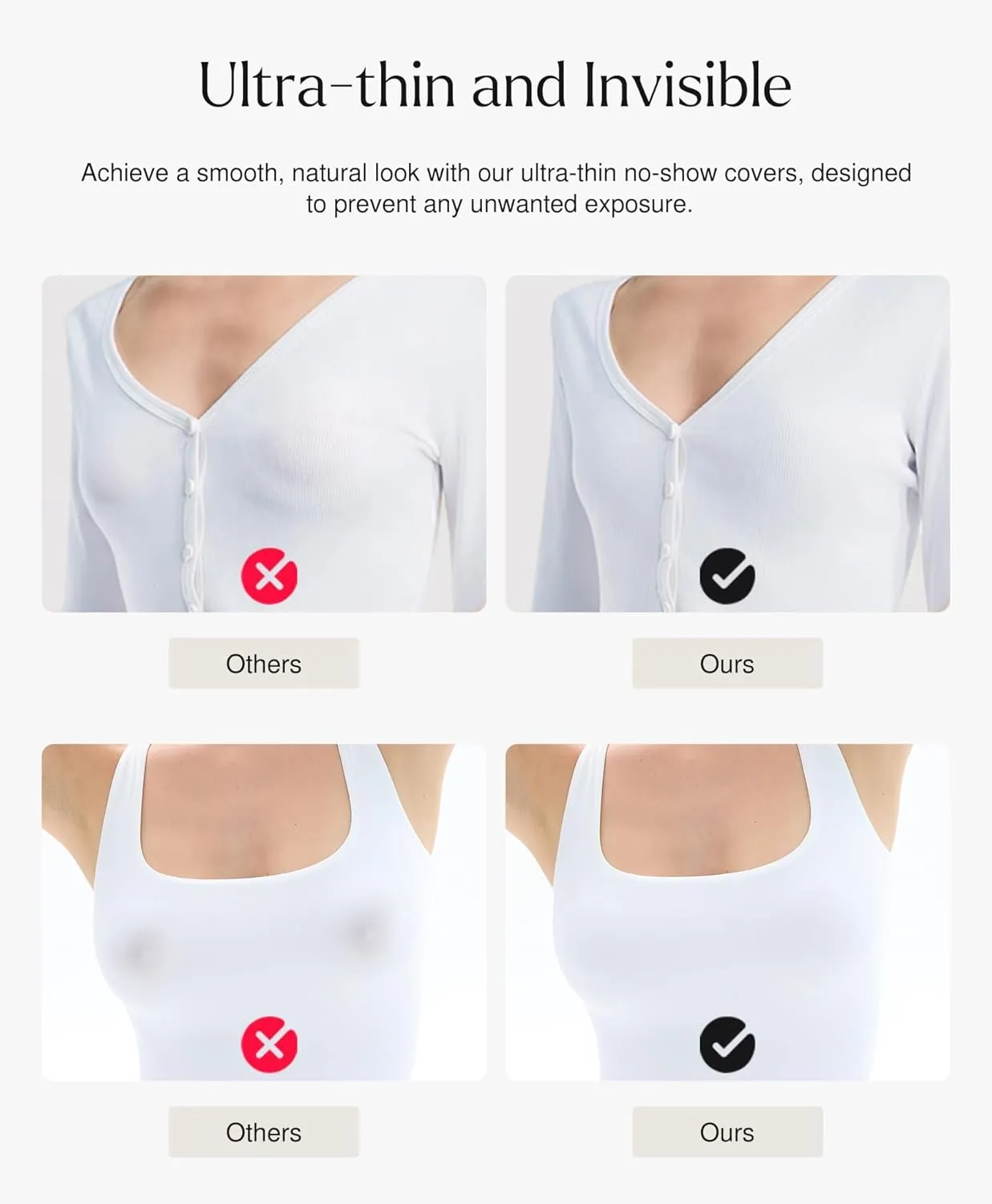Popilush Nipple Covers for Women - Sticky Bra - Reusable Silicone Nipple Pasties Waterproof with Travel Case