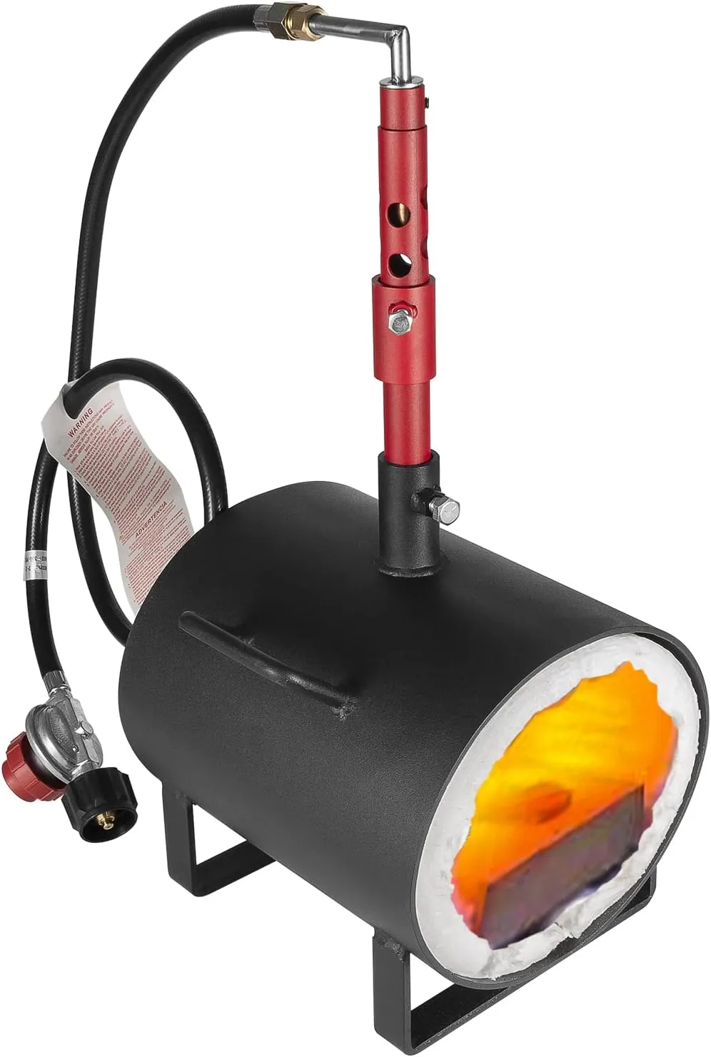 Portable Propane Gas Forge Single Burner Blacksmithing Knife Tool Making Farriers Furnace Equipment Large Capacity Oval Steel Black