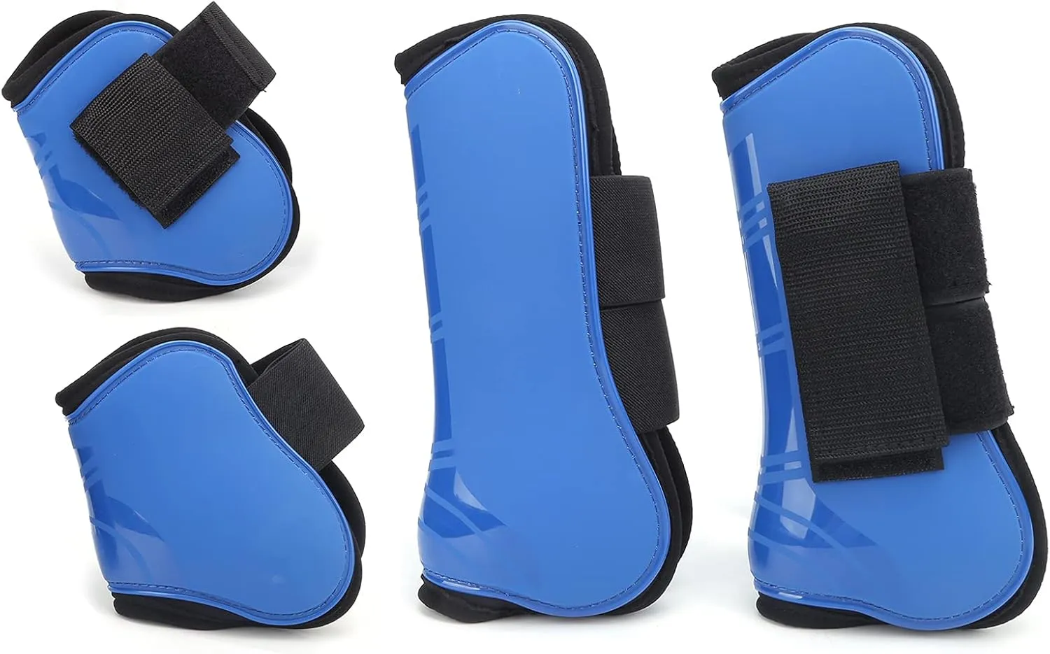 Premium Horse Tendon Boots, Horse Support Boots, Horse Leg Guard, Set of 4 PU Shell Tendon Fetlock Brace Guard Boots for Riding Shock Absorbing Maximum Protection
