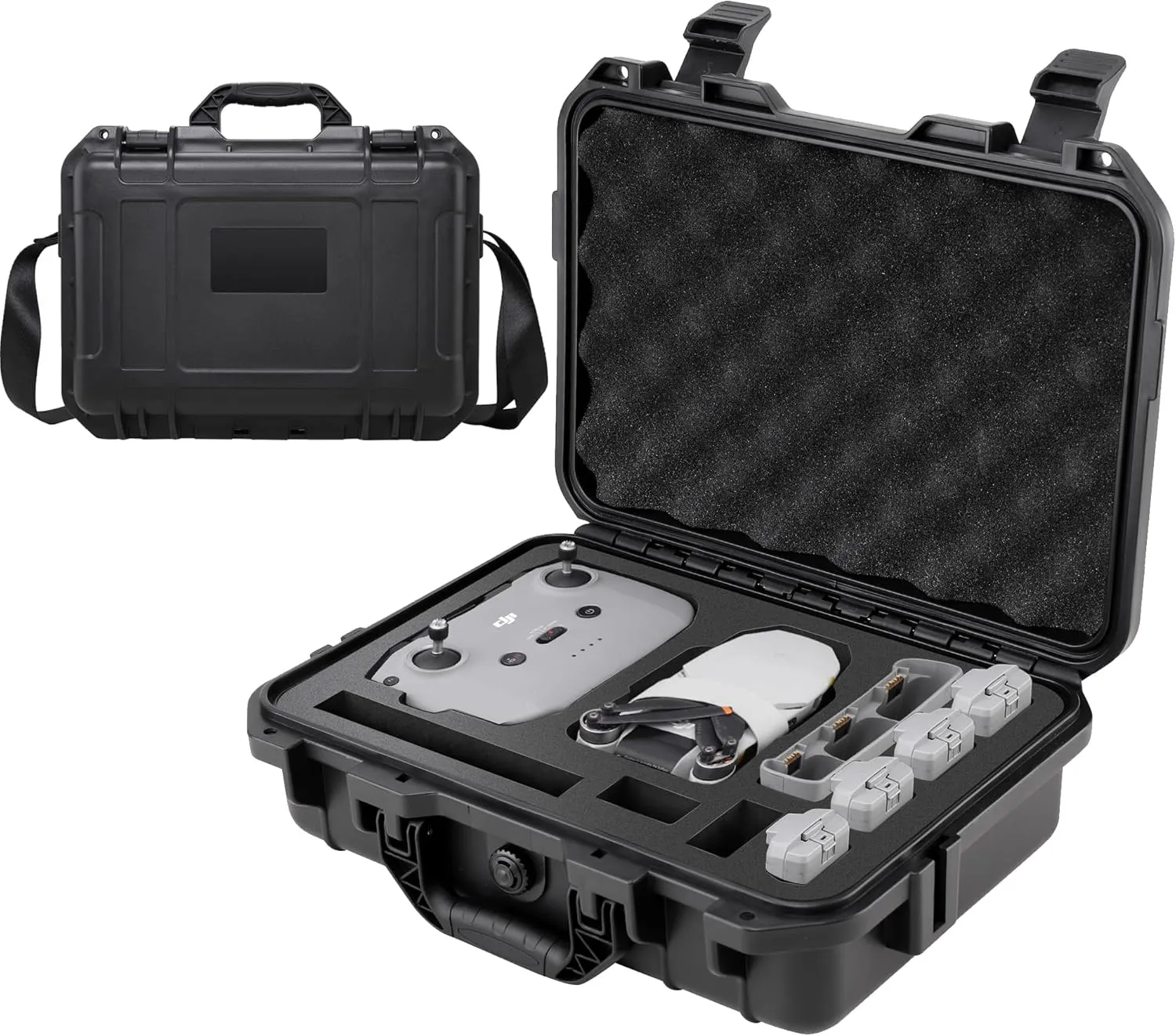 Professional Mini Hard Case, IP67 Waterproof Travel Shoulder Bag Compatible with DJI Mini 4K/2/2 SE Drone & Accessories, Jet Black