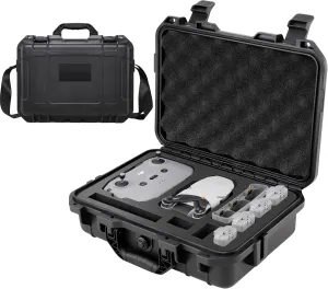 Professional Mini Hard Case, IP67 Waterproof Travel Shoulder Bag Compatible with DJI Mini 4K/2/2 SE Drone & Accessories, Jet Black