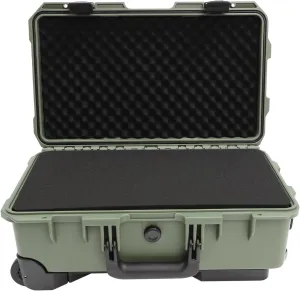 Protective Camera Case, 22" Wheeled Waterproof Protective Hard Case, 110 lbs Load Multi-purpose Transport Storage Box with Foam, Carry-on Trolley Case with Retractable Pull Handle, 14*9.3*22in Green