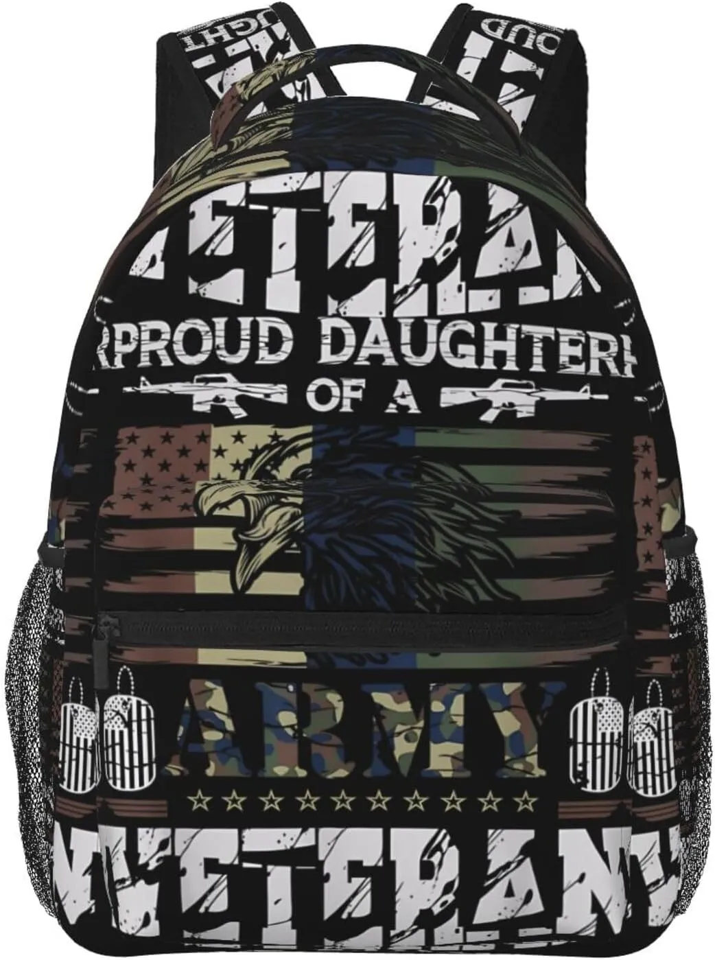 Proud Daughter Of A Army Veteran American Flag Backpack Casual Laptop Backpack Lightweight Double Shoulder Bag Travel Daypack For Women Men
