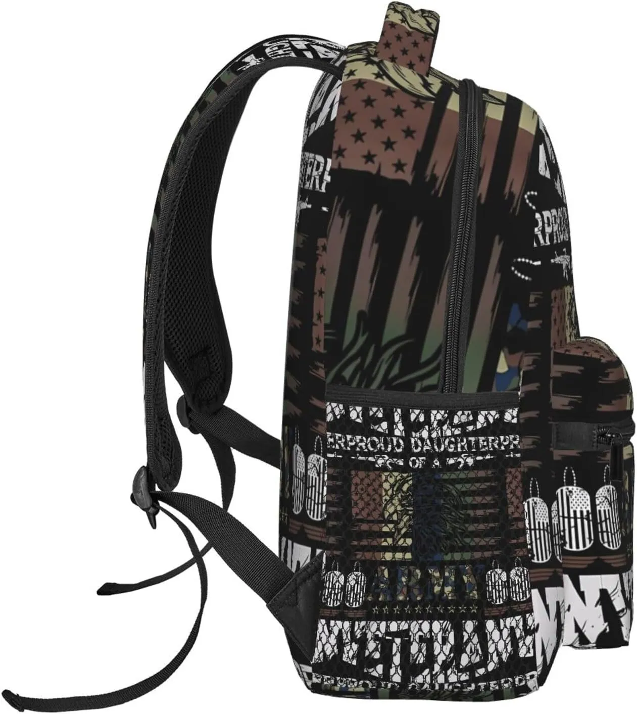 Proud Daughter Of A Army Veteran American Flag Backpack Casual Laptop Backpack Lightweight Double Shoulder Bag Travel Daypack For Women Men