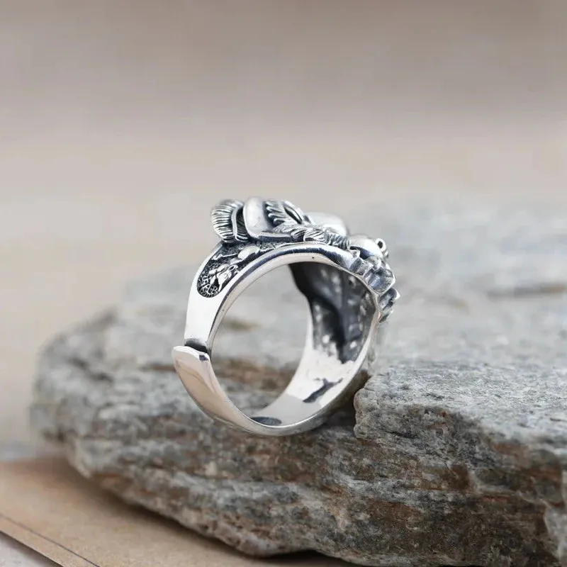 Puss in Boots Lucky Neko Cat Adjustable 925 Sterling Silver Ring