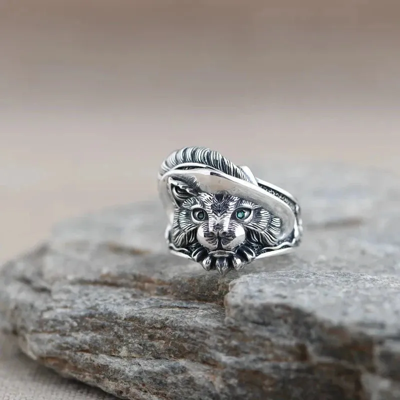 Puss in Boots Lucky Neko Cat Adjustable 925 Sterling Silver Ring