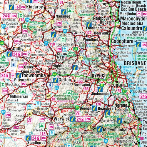 Queensland Hema 1000 x 1430mm Supermap Laminated Wall Map with Free Map Dots