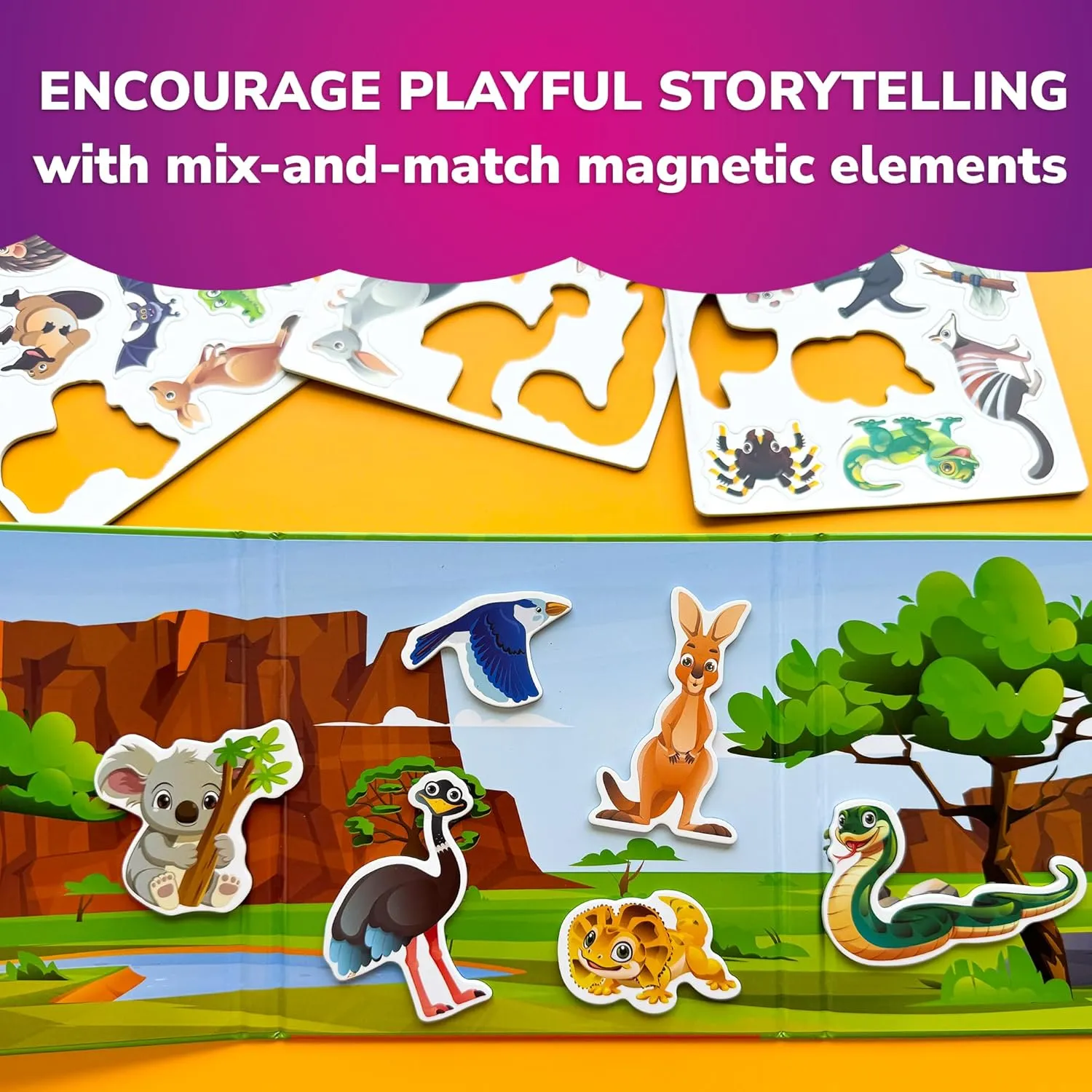 QUOKKA Travel Magnetic Puzzles for Toddlers 1-3 – 20 Pcs Australia Game with Extra-Long Play Book – Fun Travel Game Toy for Kids Ages 3-5 – Strong Magnets for Car Activities – Fun Toddler Puzzle 2-4
