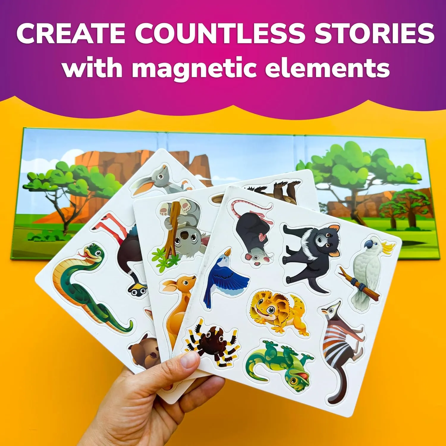 QUOKKA Travel Magnetic Puzzles for Toddlers 1-3 – 20 Pcs Australia Game with Extra-Long Play Book – Fun Travel Game Toy for Kids Ages 3-5 – Strong Magnets for Car Activities – Fun Toddler Puzzle 2-4
