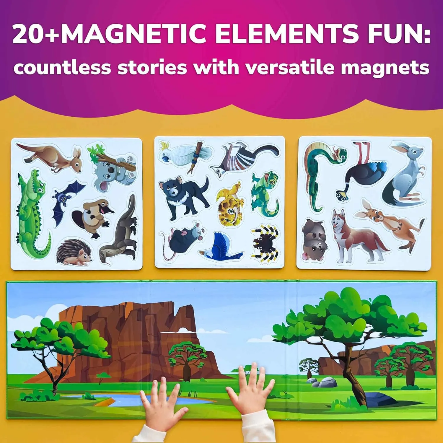 QUOKKA Travel Magnetic Puzzles for Toddlers 1-3 – 20 Pcs Australia Game with Extra-Long Play Book – Fun Travel Game Toy for Kids Ages 3-5 – Strong Magnets for Car Activities – Fun Toddler Puzzle 2-4