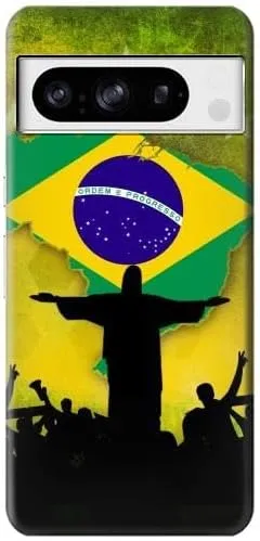 R2981 Brazil Football Soccer Map Flag Case Cover for Google Pixel 8 pro