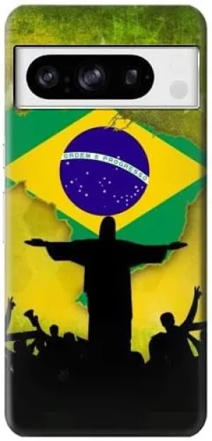 R2981 Brazil Football Soccer Map Flag Case Cover for Google Pixel 8 pro