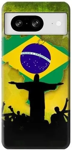 R2981 Brazil Football Soccer Map Flag Case Cover for Google Pixel 8