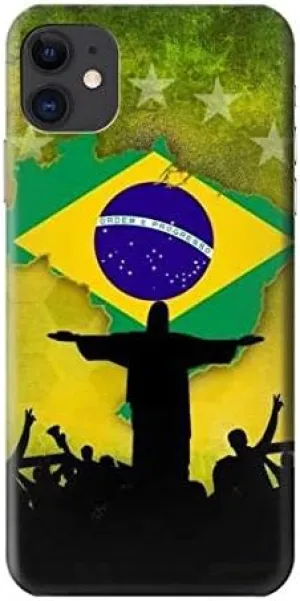 R2981 Brazil Football Soccer Map Flag Case Cover for iPhone 11