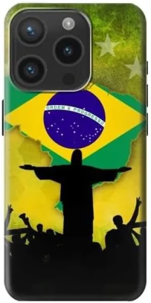 R2981 Brazil Football Soccer Map Flag Case Cover for iPhone 15 Pro