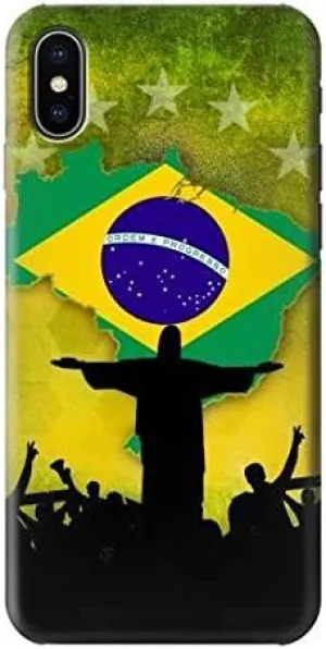 R2981 Brazil Football Soccer Map Flag Case Cover for iPhone X