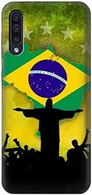 R2981 Brazil Football Soccer Map Flag Case Cover for Samsung Galaxy A50