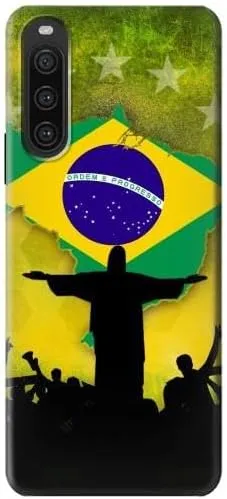 R2981 Brazil Football Soccer Map Flag Case Cover for Sony Xperia 10 V