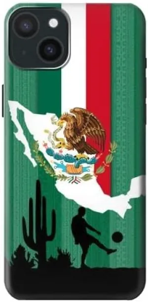 R2994 Mexico Football Soccer Map Flag Case Cover for iPhone 15 Plus