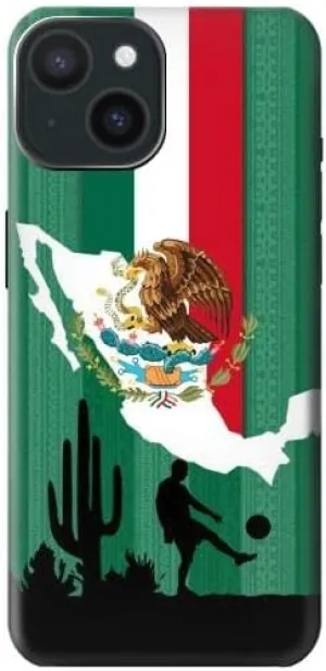 R2994 Mexico Football Soccer Map Flag Case Cover for iPhone 15