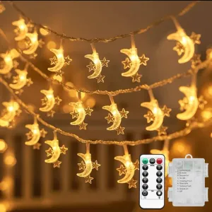 Ramadan String Light, Necomi 40LEDs Ramadan Decorations Lights with Remote, 8 Light Modes, Battery Powered, Star Moon Castle Lantern Fairy Light Decorations for Ramadan