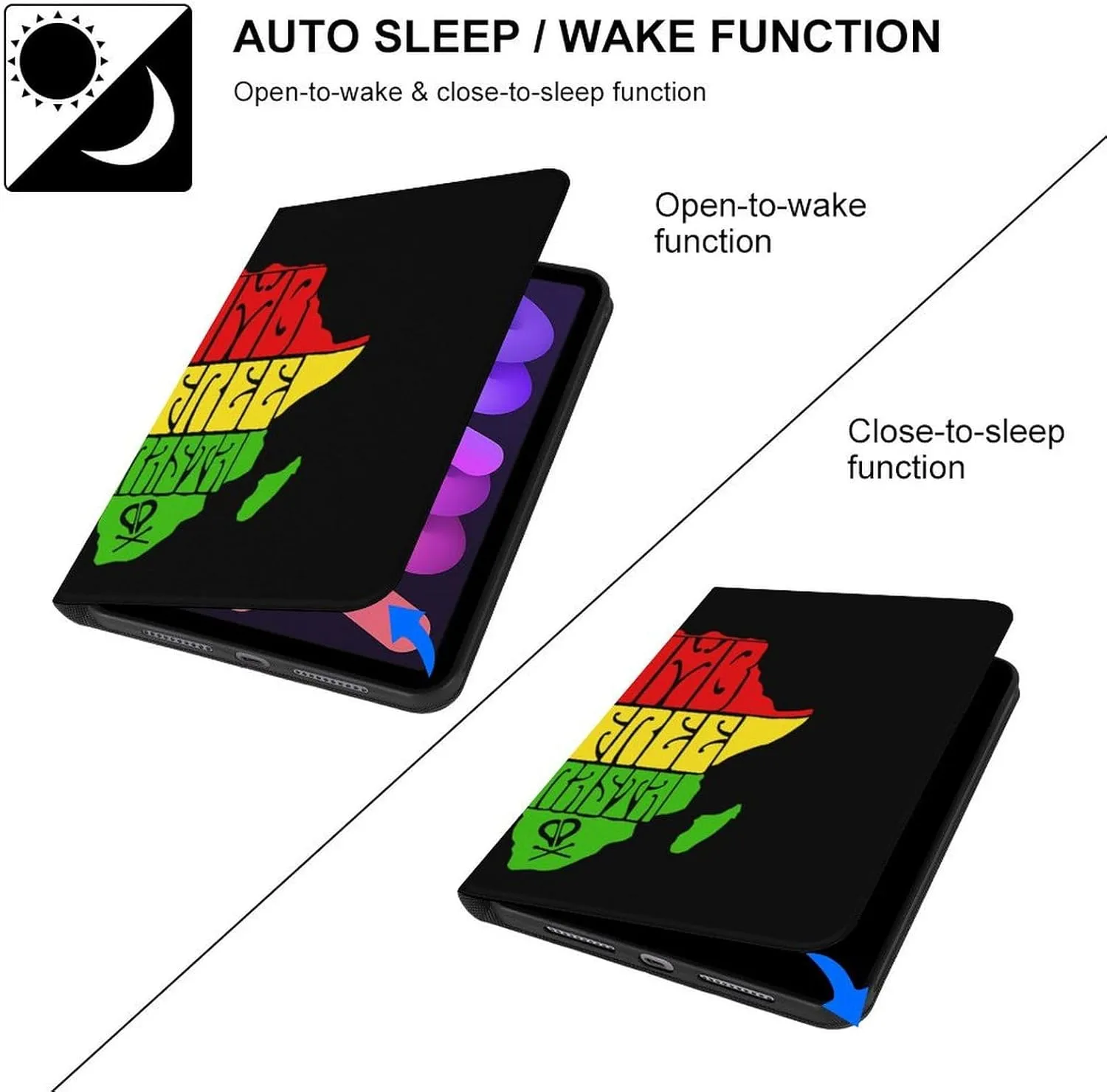 Rasta Lion Map Slim Case Compatible with ipad Mini6 (8.3in) Shockproof Waterproof Protective Cover Stand