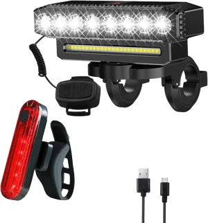 Rechargeable Waterproof Bicycle Headlight with Horn - 6 LED Modes, Ultra-Long Battery Life, Detachable Mountain Bike Light for Night Riding