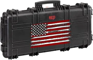 RED7814.BCV.USA 31" RED Waterproof Gun Rifle Case with Double Layer Convoluted Foam - Limited USA Flag Edition
