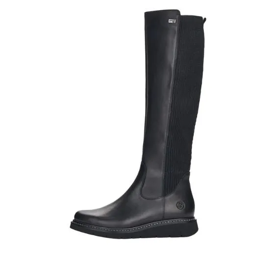 Remonte Odeon Black Stretch Back Long Leather Boot