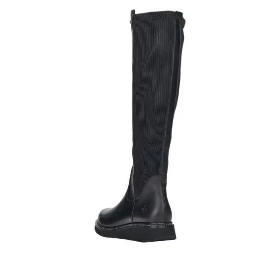 Remonte Odeon Black Stretch Back Long Leather Boot