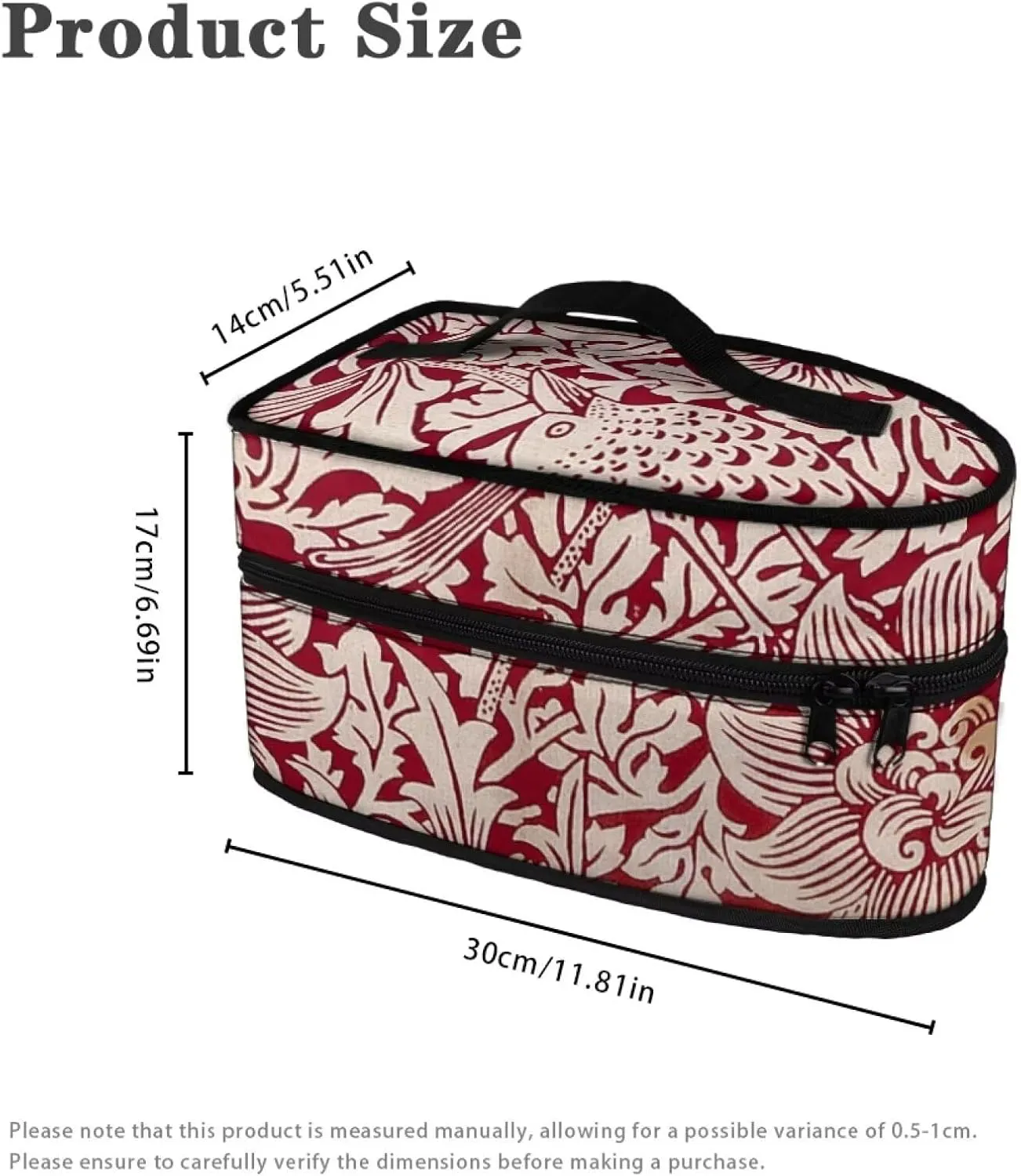 Retro William Morris Print Iron Carry Case with Handle & Zipper – Portable Iron Storage Bag for Travel, Universal for Most Irons, Durable & Wear-resistant, Case Only, (11.8x6.69x5.5 In)