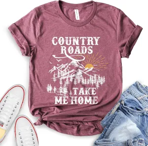 ROKO CLOTHING Country Roads Take Me Home Shirt Short Sleeve Letter Printed Conutry Shirts Women Men