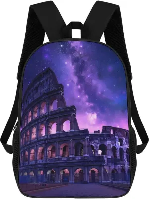 Rome Italy Famous Ancient Landmark Travel Laptop Backpack 17 Inch Lightweight Computer Bag Daypack for Men Women