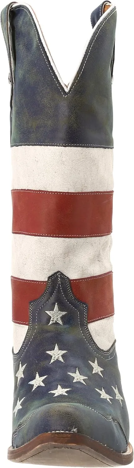 ROPER Womens American Beauty Distressed Round Toe Western Cowboy Boots Ankle Low Heel 1-2" - Brown