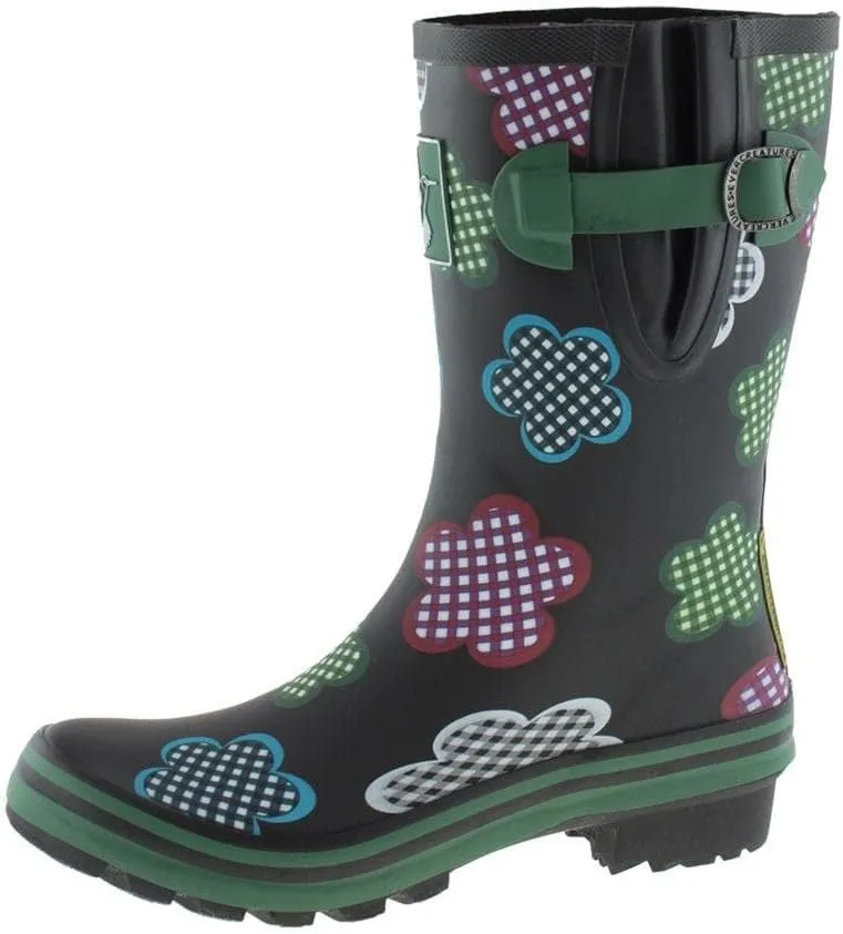 Rubber Rain Boots For Women's Garden Shoes Waterproof Boots Cute Printing Rainbow Mid-Calf Rain Boots UK Brand
