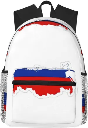 Russian Flag Map College Backpack For Women Men,Lightweight Travel Bag Backpack With Pockets for Women Men