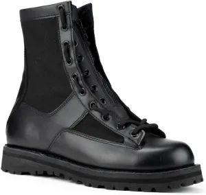 RYNO GEAR 8" Men's Military Tactical Work Boots Zipper Leather Motorcycle Combat Boots Lancer Leather Duty Boots
