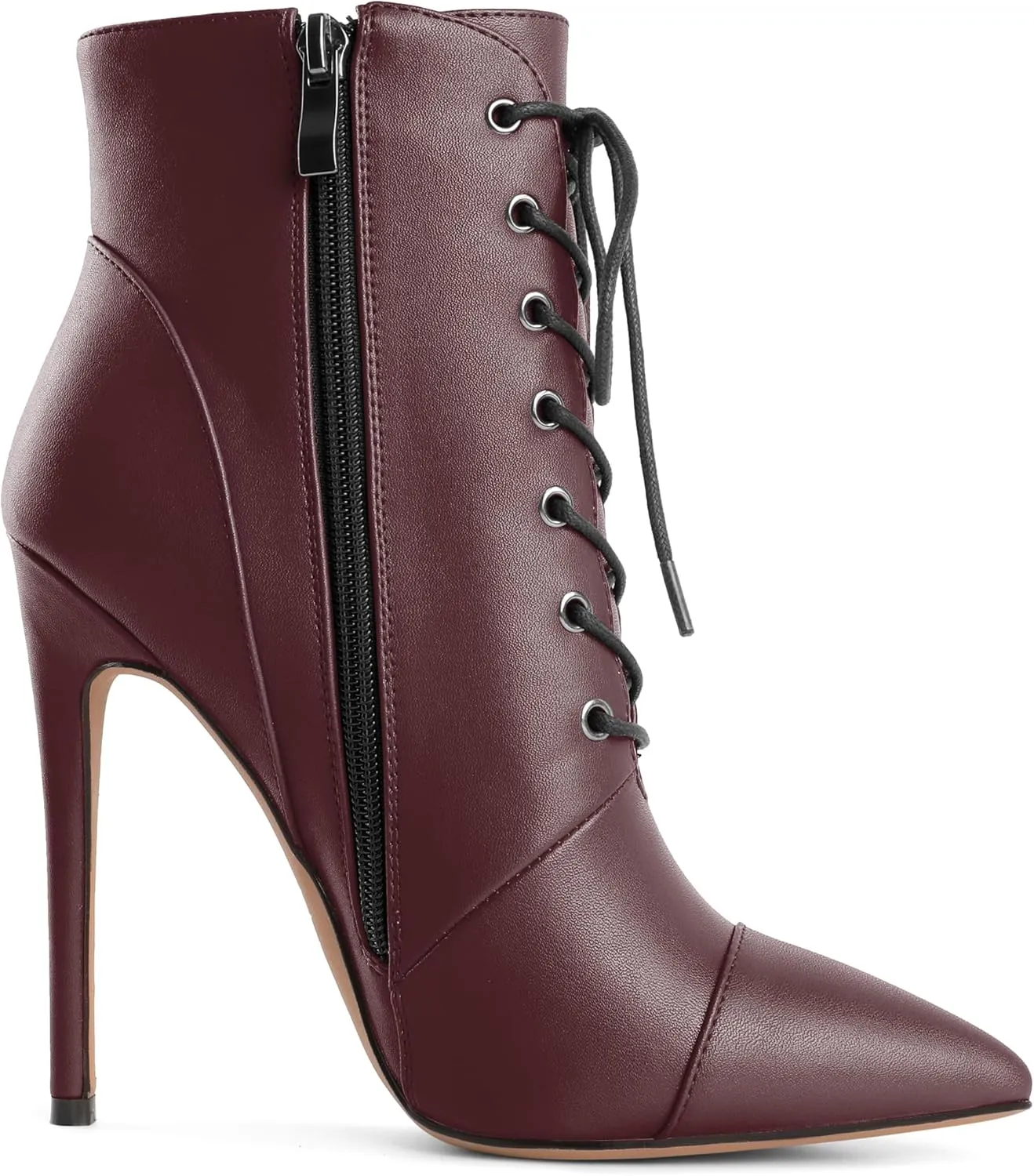 SAMMITOP Women's Pointed Toe Lace Up Ankle Boots,Animal Print Short Booties