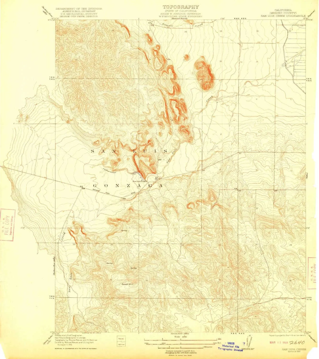 San Luis Creek CA topo map, 1:31680 Scale, 7.5 X 7.5 Minute, Historical, 1922, 19.8 x 17.6 in