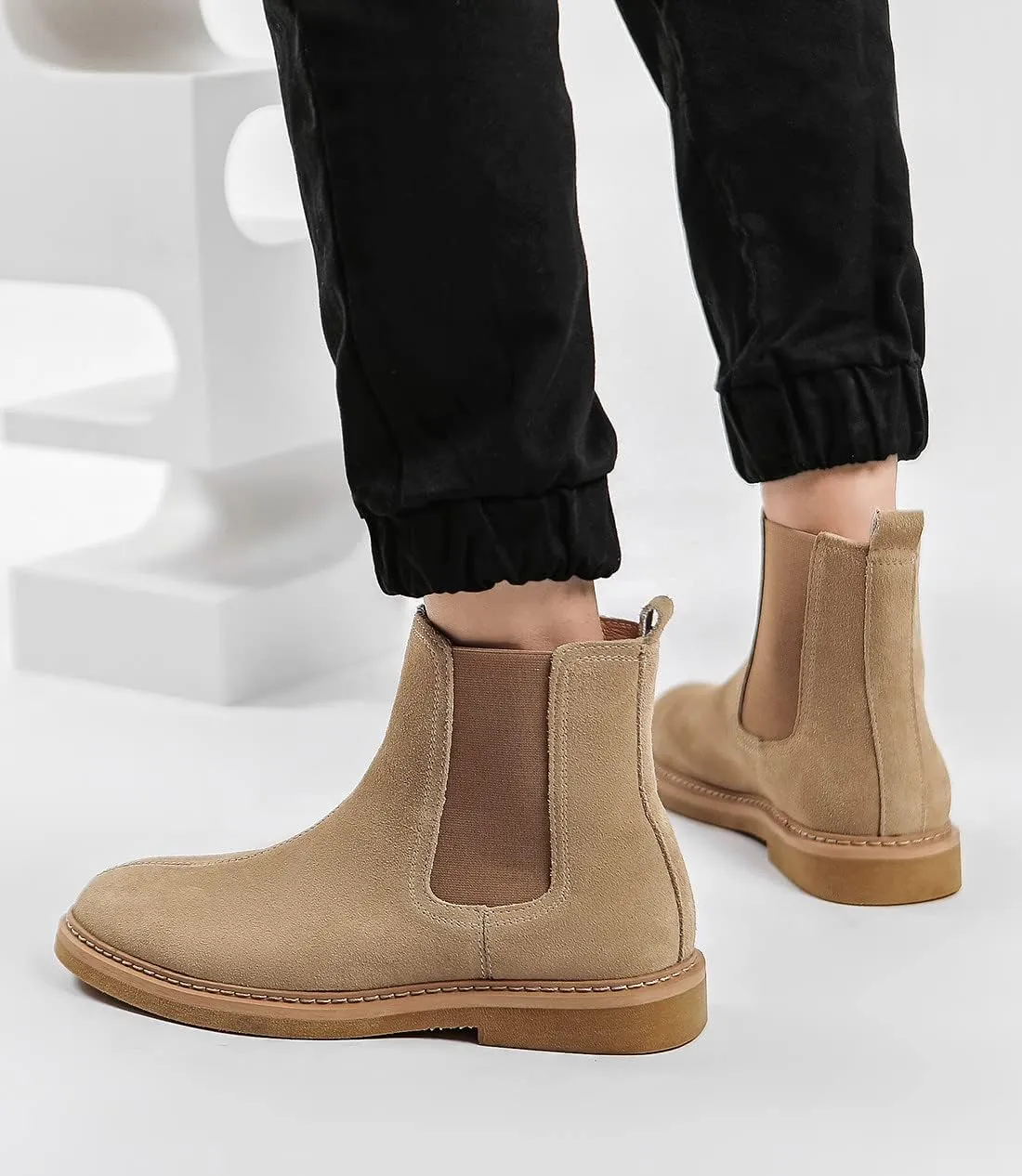Santimon Men's Chelsea Boots Casual Chukka Ankle Boots Classic Elastic Dress Boots for Men