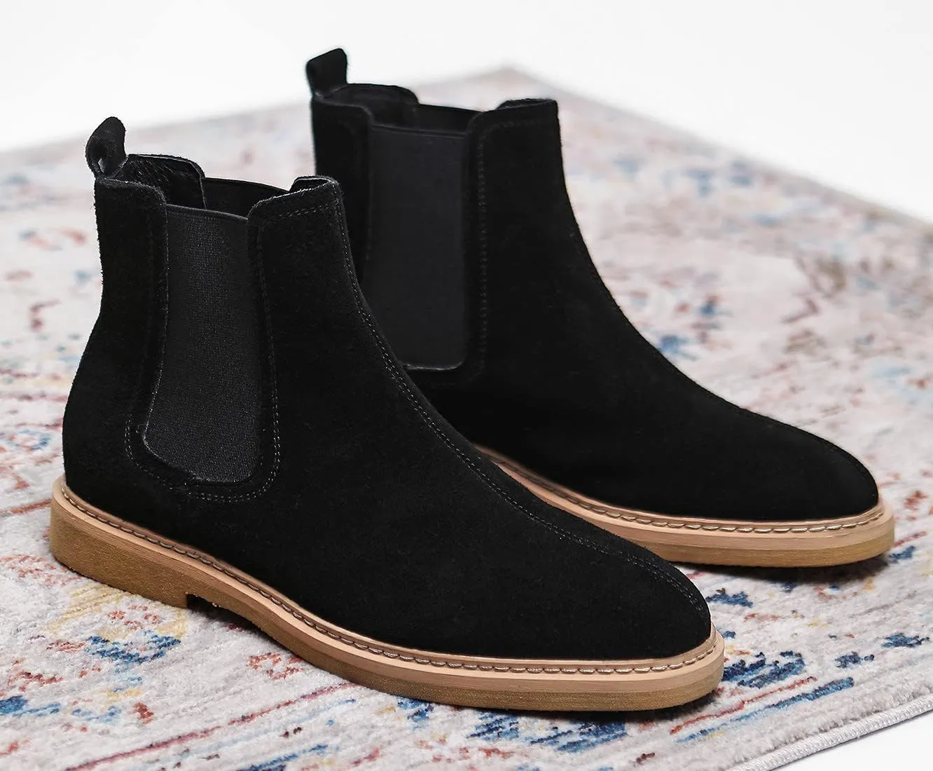 Santimon Men's Chelsea Boots Casual Chukka Ankle Boots Classic Elastic Dress Boots for Men