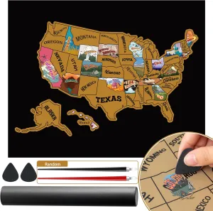 Scratch Off Map Of United States, USA State Scratch Sticker Travel RV Map Wall Poster Birthday DIY Gifts For Kids, Travelers RV Adventure Journal 19.6x15.7 Inches USA Scratch Off Map&Tools