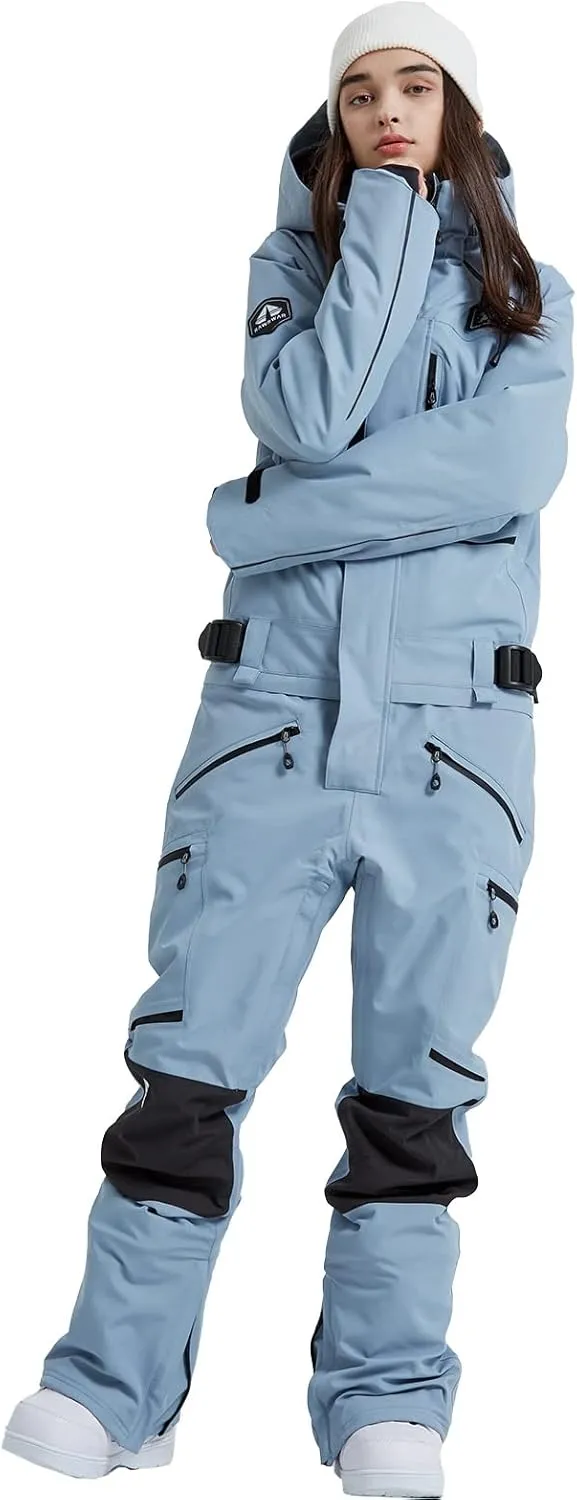 SEARIPE Women and Men's Ski Suits One Piece Jumpsuit Winter Outdoor Waterproof Warm Snowsuits