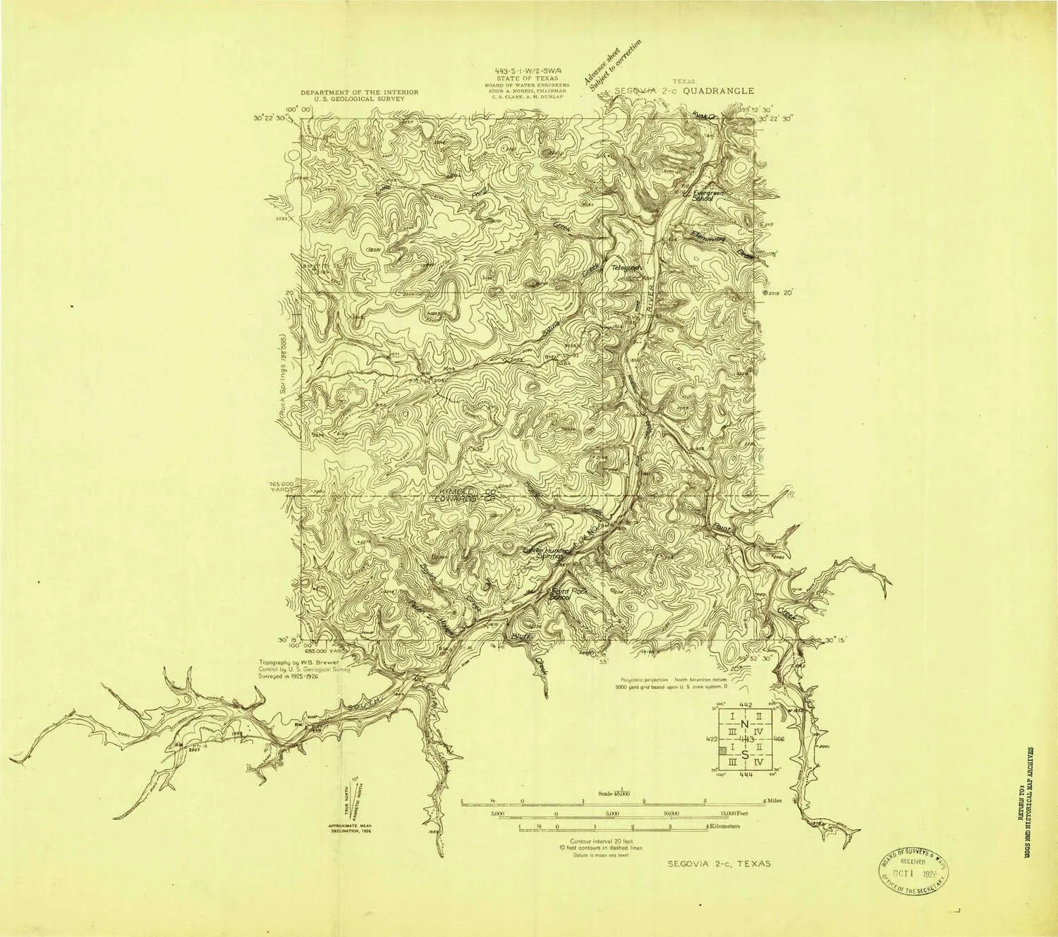 Segovia 2 c TX topo map, 1:48000 Scale, 7.5 X 7.5 Minute, Historical, 1926, 20.4 x 23 in