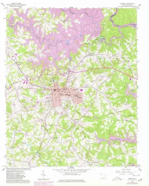 Seneca SC topo map, 1:24000 Scale, 7.5 X 7.5 Minute, Historical, 1958, Updated 1980, 26.8 x 22 in