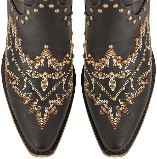 sexytag Cowgirl Boots Thigh High Wide Calf Embroidered Western Cowboy Boots